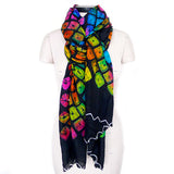 silk multicolor hand dyed scarf from india 