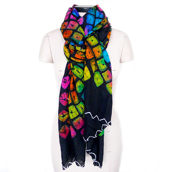 silk multicolor hand dyed scarf from india