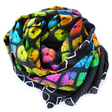 silk multicolor hand dyed scarf from india 