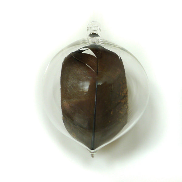 turkey feather glass orb - gift for yogi, yoga teacher