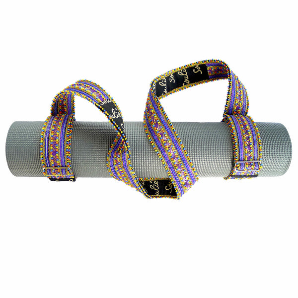 hand appliquéd ribbon finish yoga mat sling