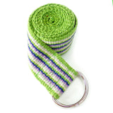 blue and green hand woven yoga strap