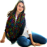silk multicolor hand dyed scarf from india in crinkle finish