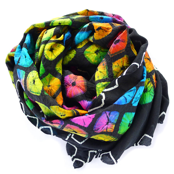 silk multicolor hand dyed scarf from india 