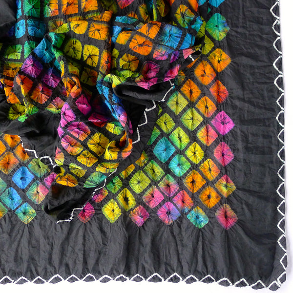 silk multicolor hand dyed scarf from india in smooth finish