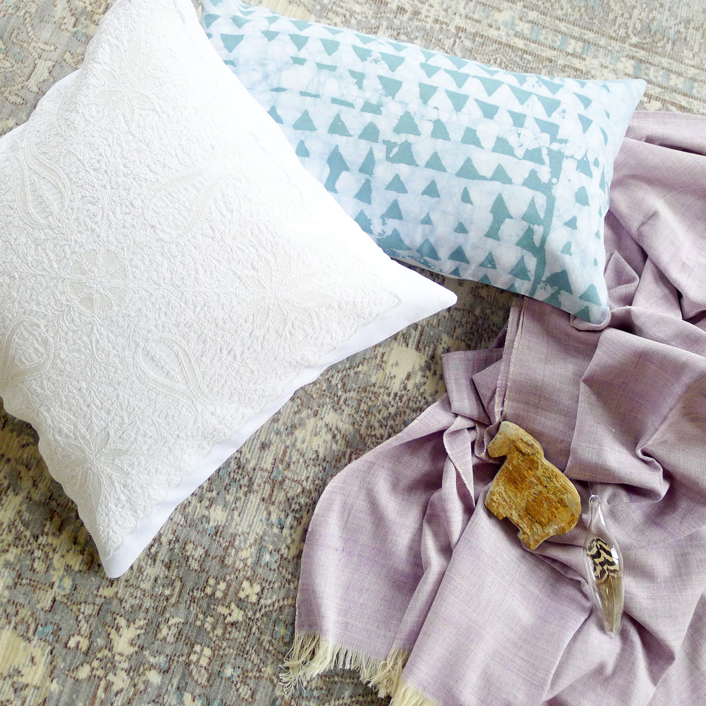 Hand Embroidered Pillow White Soulié