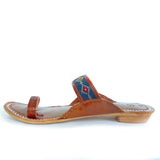 hand made embroidered leather sandals in blue
